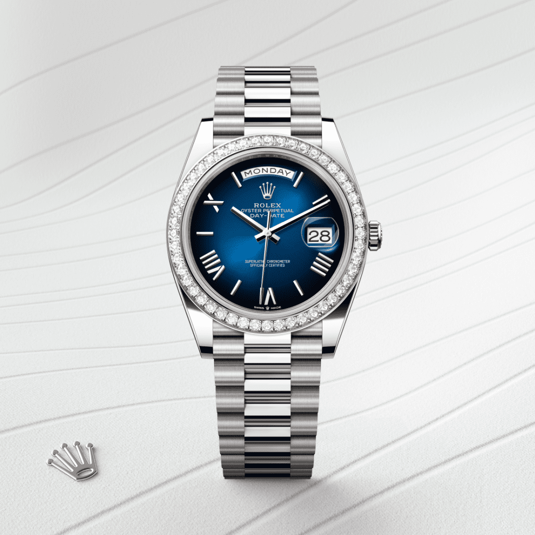 Rolex Day-Date 40 Oyster, 40 mm, beyaz altın ve pırlanta M228349RBR-0045