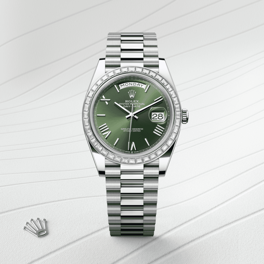 Rolex Day-Date 40 Oyster, 40 mm, platin ve pırlanta M228396TBR-0020