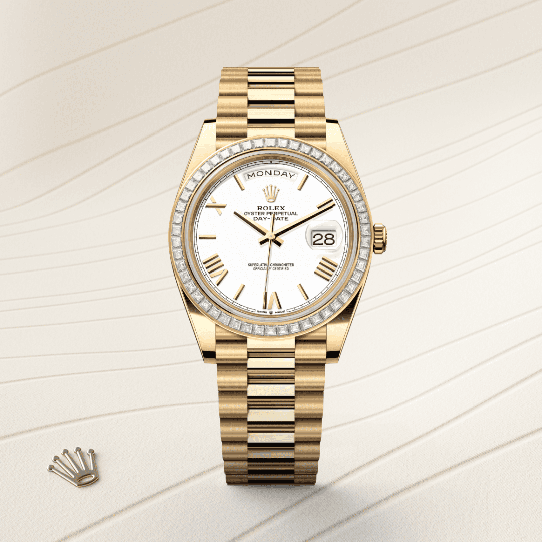 Rolex Day-Date 40 Oyster, 40 mm, sarı altın ve pırlanta M228398TBR-0033