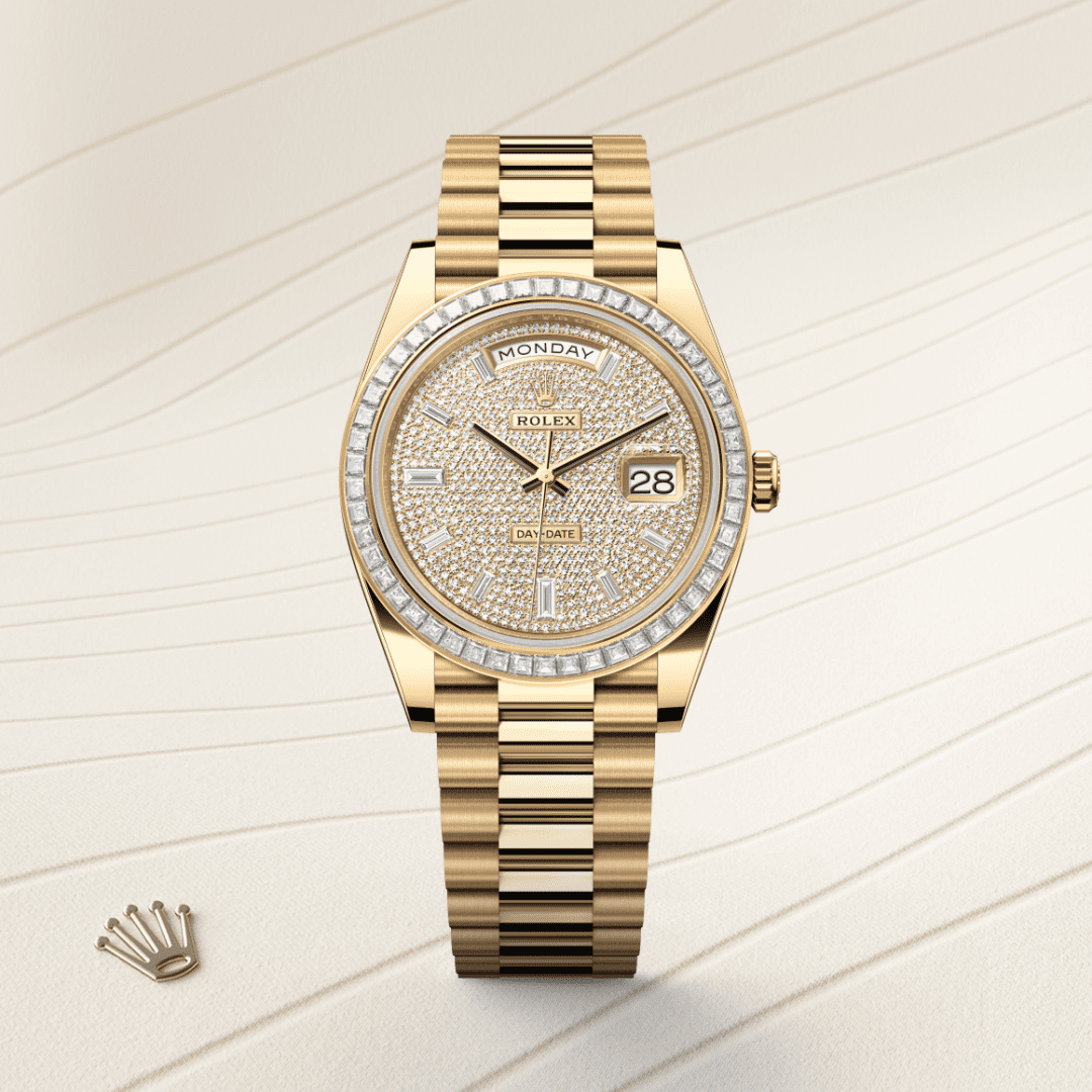 Rolex Day-Date 40 Oyster, 40 mm, sarı altın ve pırlanta M228398TBR-0036