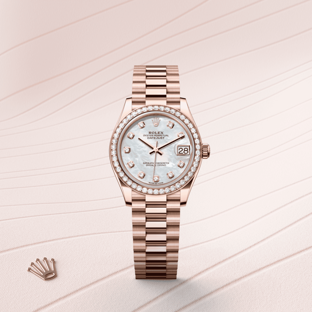 Rolex Datejust 31 Oyster, 31 mm, Everose gold and diamonds M278285RBR-0005
