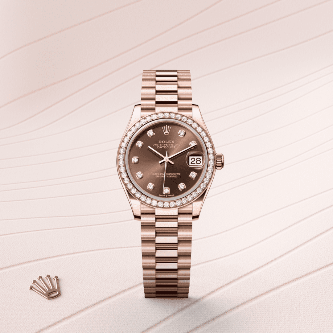 Rolex Datejust 31 Oyster, 31 mm, Everose altın ve pırlanta M278285RBR-0006