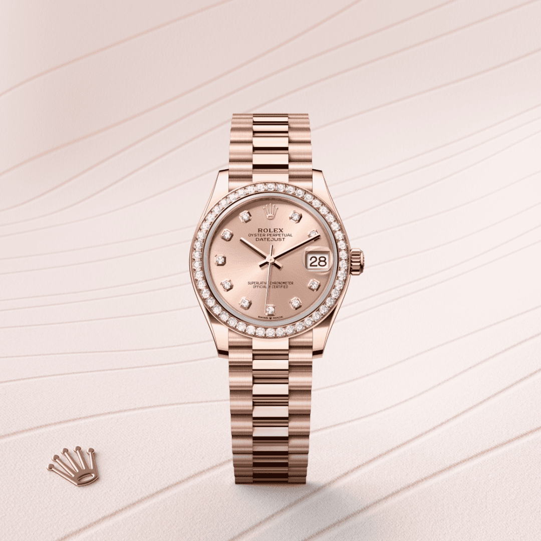 Rolex Datejust 31 Oyster, 31 mm, Everose altın ve pırlanta M278285RBR-0025
