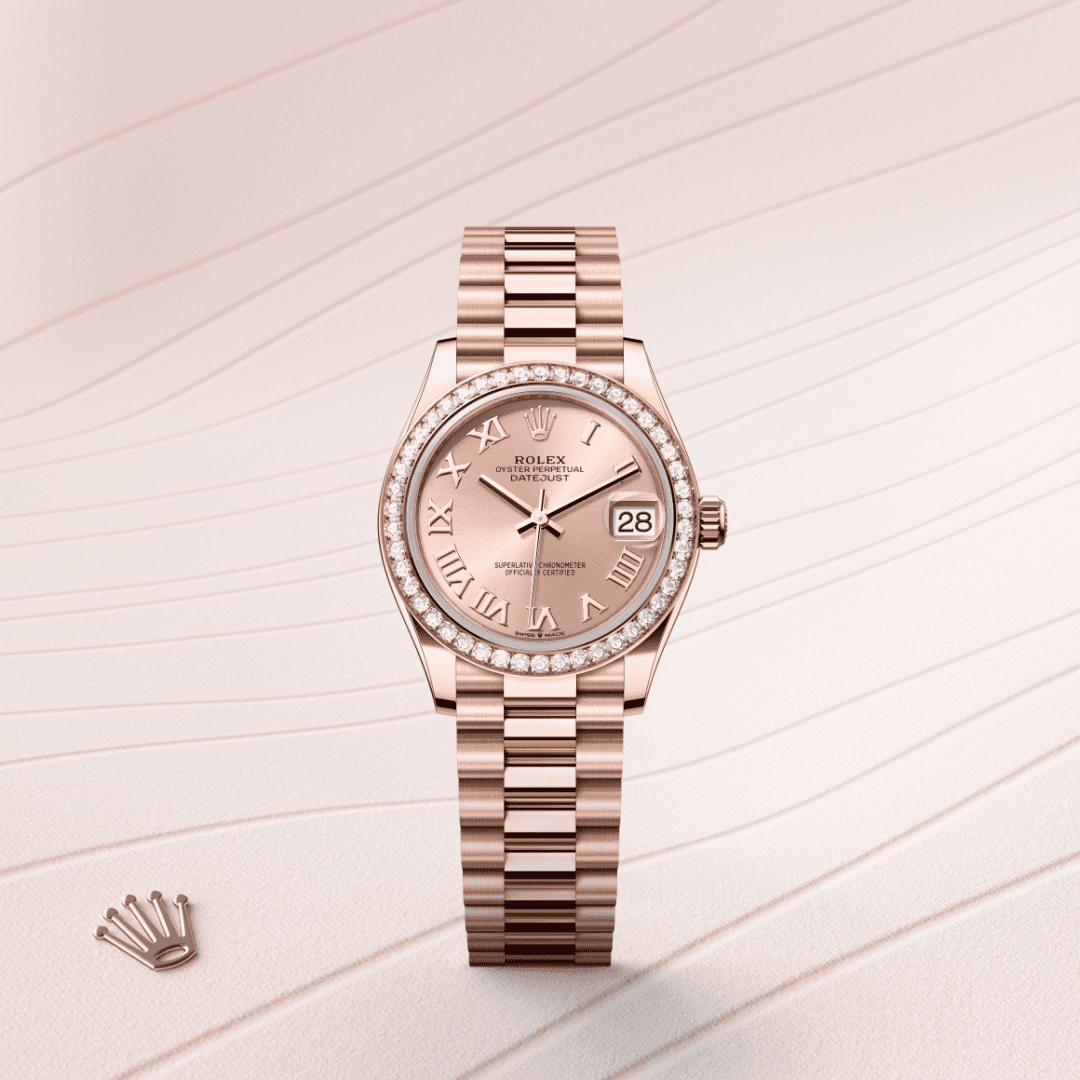 Rolex Datejust 31 Oyster, 31 mm, Everose altın ve pırlanta M278285RBR-0029