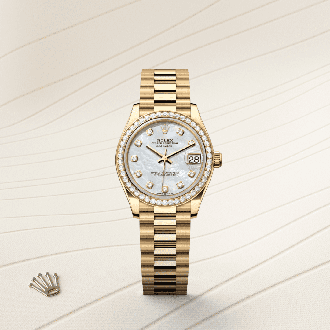 Rolex Datejust 31 Oyster, 31 mm, sarı altın ve pırlanta M278288RBR-0006