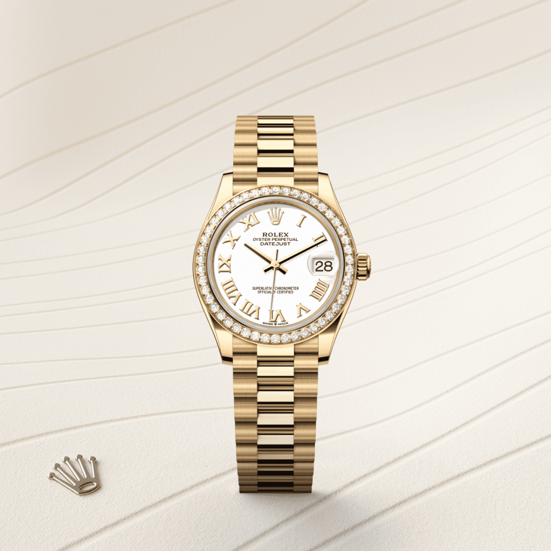 Rolex Datejust 31 Oyster, 31 mm, sarı altın ve pırlanta M278288RBR-0009