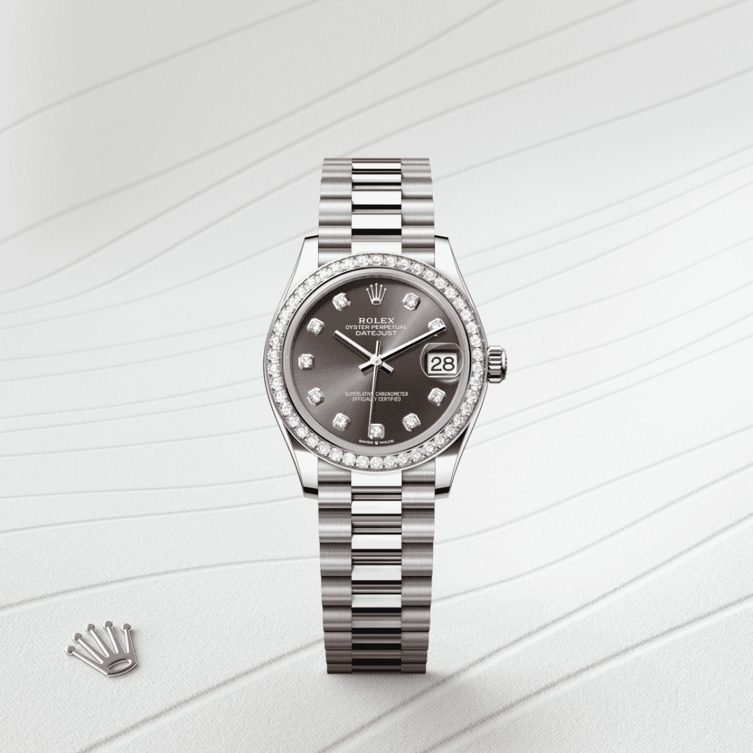 Rolex Datejust 31 Oyster, 31 mm, beyaz altın ve pırlanta M278289RBR-0006