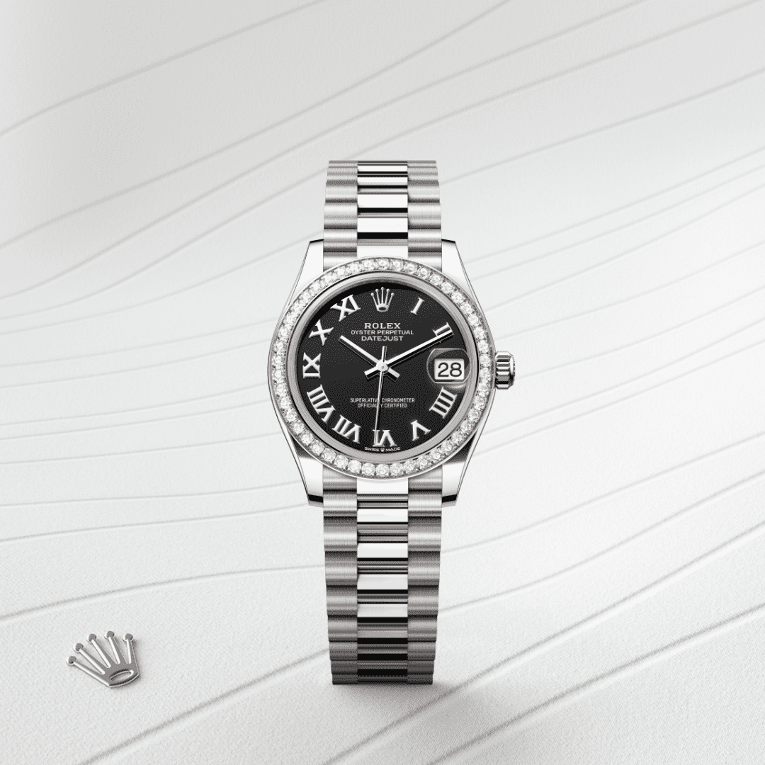 Rolex Datejust 31 Oyster, 31 mm, beyaz altın ve pırlanta M278289RBR-0011