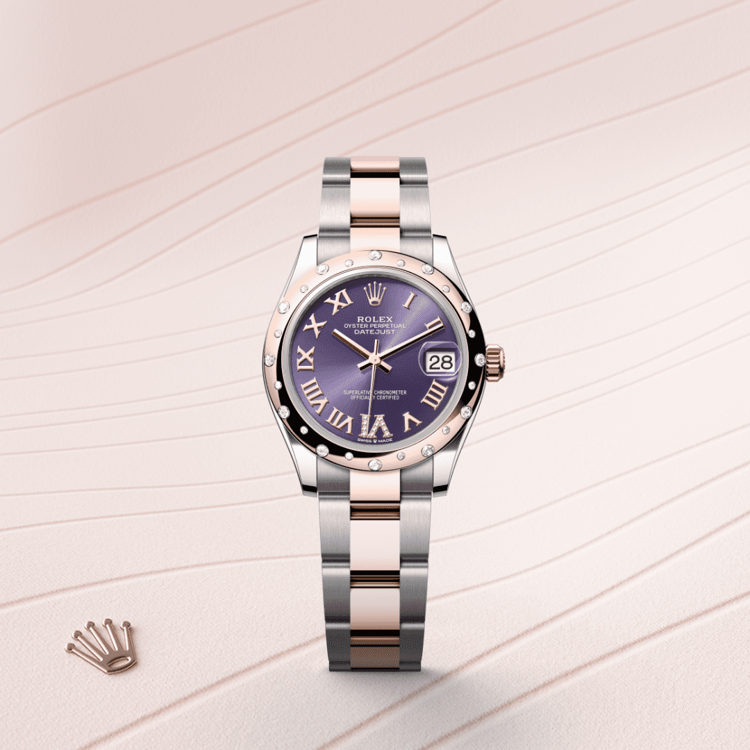 Rolex Datejust 31 Oyster, 31 mm, Oystersteel çelik, Everose altın ve pırlanta M278341RBR-0019
