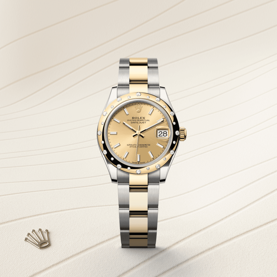 Rolex Datejust 31 Oyster, 31 mm, Oystersteel çelik, sarı altın ve pırlanta M278343RBR-0013