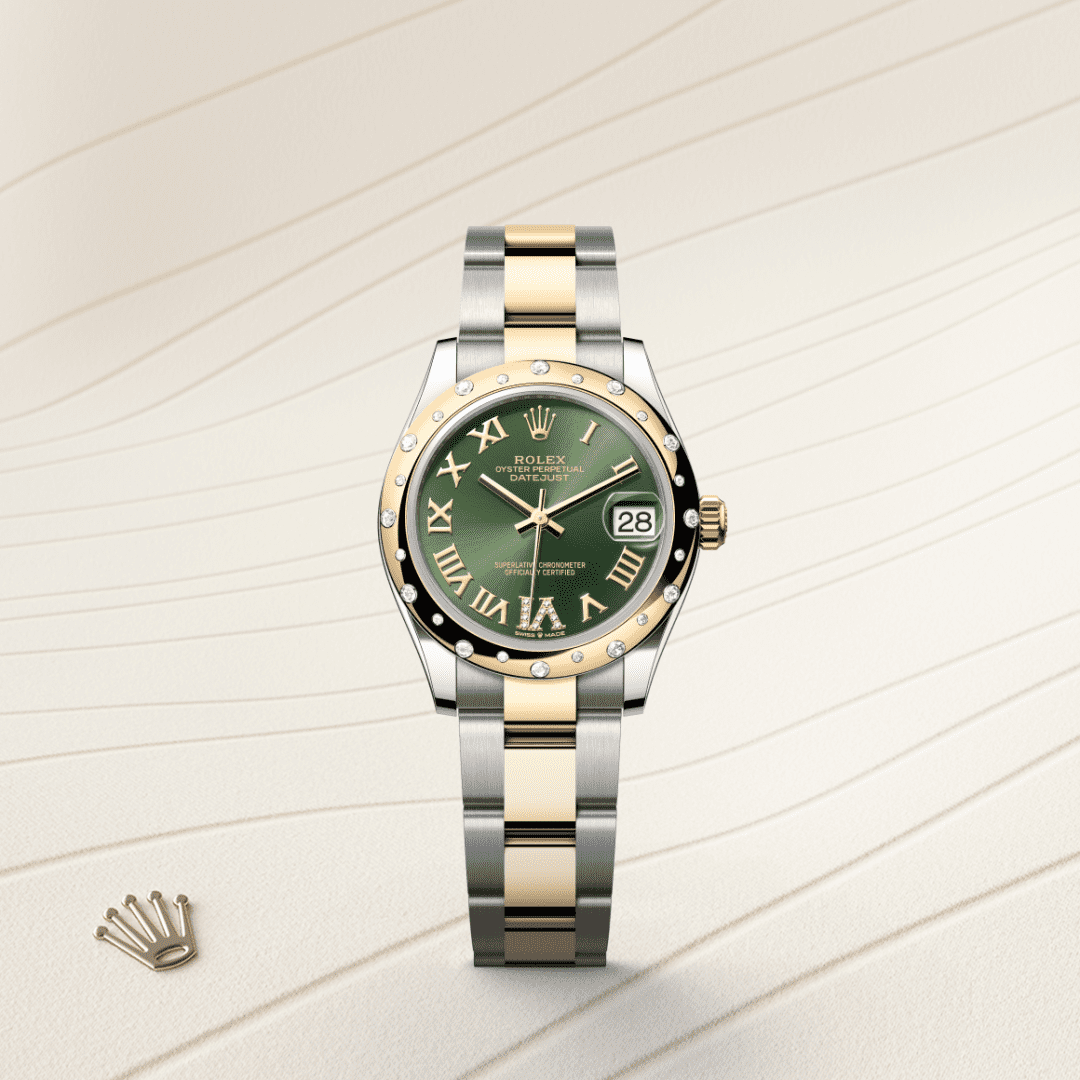 Rolex Datejust 31 Oyster, 31 mm, Oystersteel çelik, sarı altın ve pırlanta M278343RBR-0015