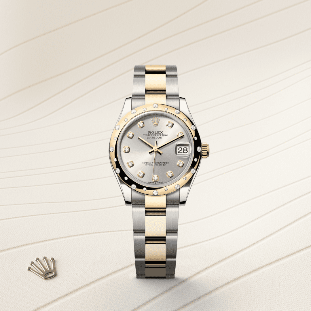 Rolex Datejust 31 Oyster, 31 mm, Oystersteel çelik, sarı altın ve pırlanta M278343RBR-0019