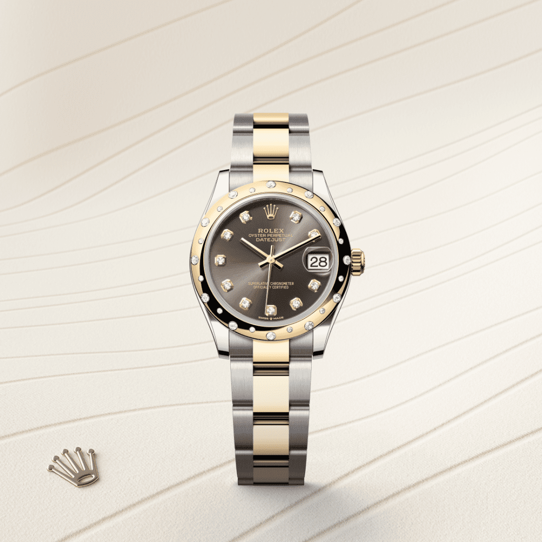 Rolex Datejust 31 Oyster, 31 mm, Oystersteel çelik, sarı altın ve pırlanta M278343RBR-0021