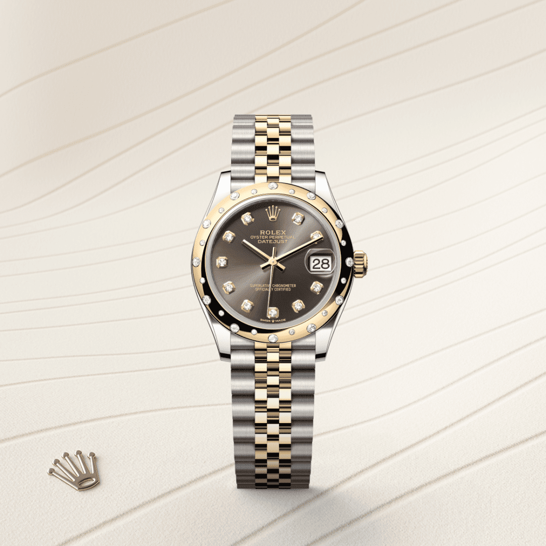 Rolex Datejust 31 Oyster, 31 mm, Oystersteel çelik, sarı altın ve pırlanta M278343RBR-0022