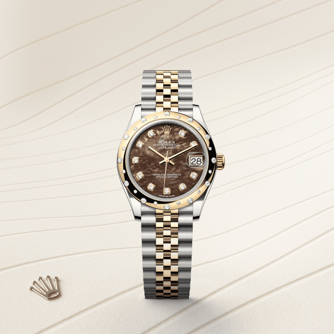 Rolex Datejust 31 Oyster, 31 mm, Oystersteel çelik, sarı altın ve pırlanta M278343RBR-0024