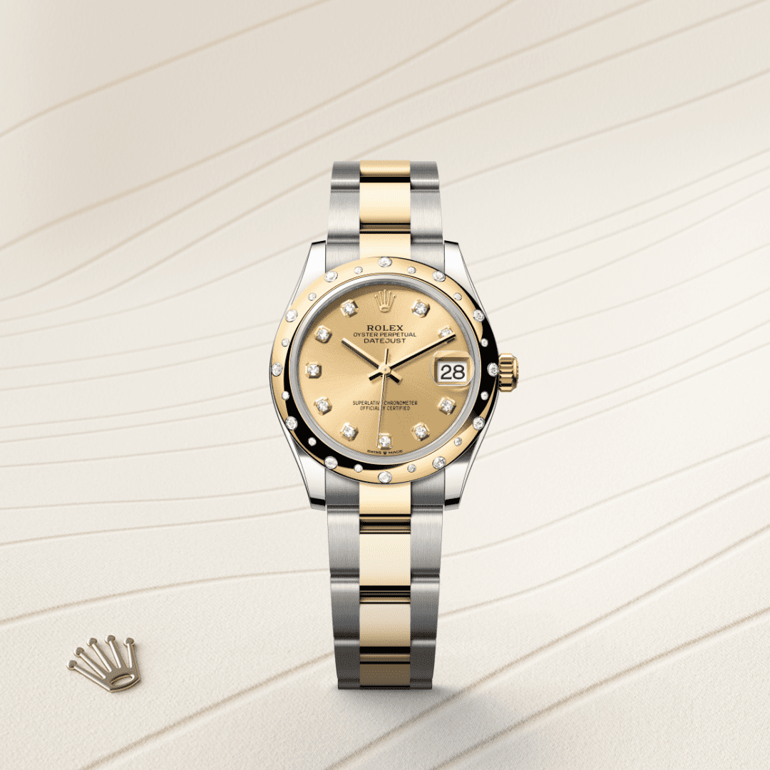 Rolex Datejust 31 Oyster, 31 mm, Oystersteel çelik, sarı altın ve pırlanta M278343RBR-0025