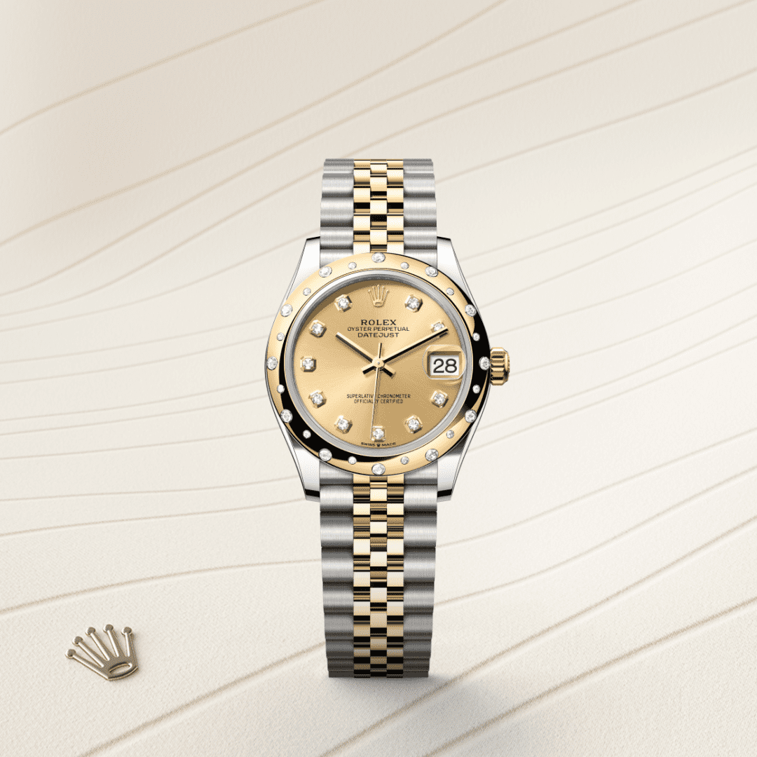 Rolex Datejust 31 Oyster, 31 mm, Oystersteel çelik, sarı altın ve pırlanta M278343RBR-0026