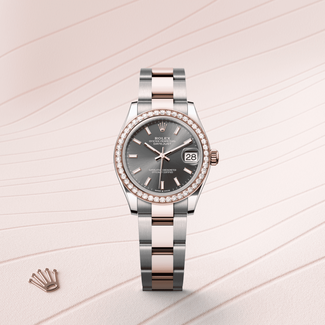 Rolex Datejust 31 Oyster, 31 mm, Oystersteel çelik, Everose altın ve pırlanta M278381RBR-0017