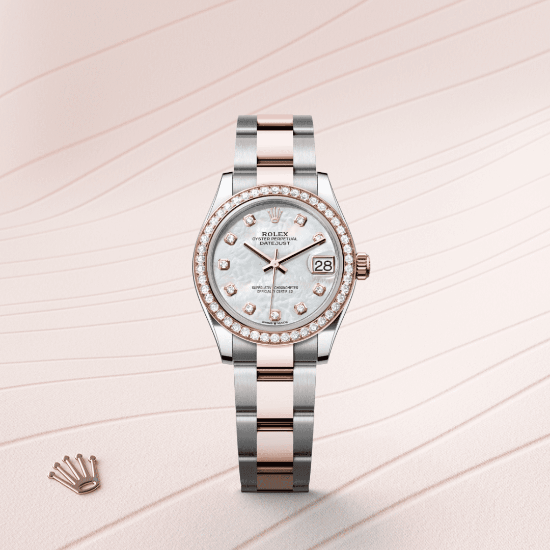 Rolex Datejust 31 Oyster, 31 mm, Oystersteel çelik, Everose altın ve pırlanta M278381RBR-0025