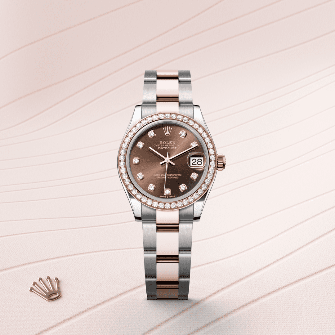 Rolex Datejust 31 Oyster, 31 mm, Oystersteel çelik, Everose altın ve pırlanta M278381RBR-0027