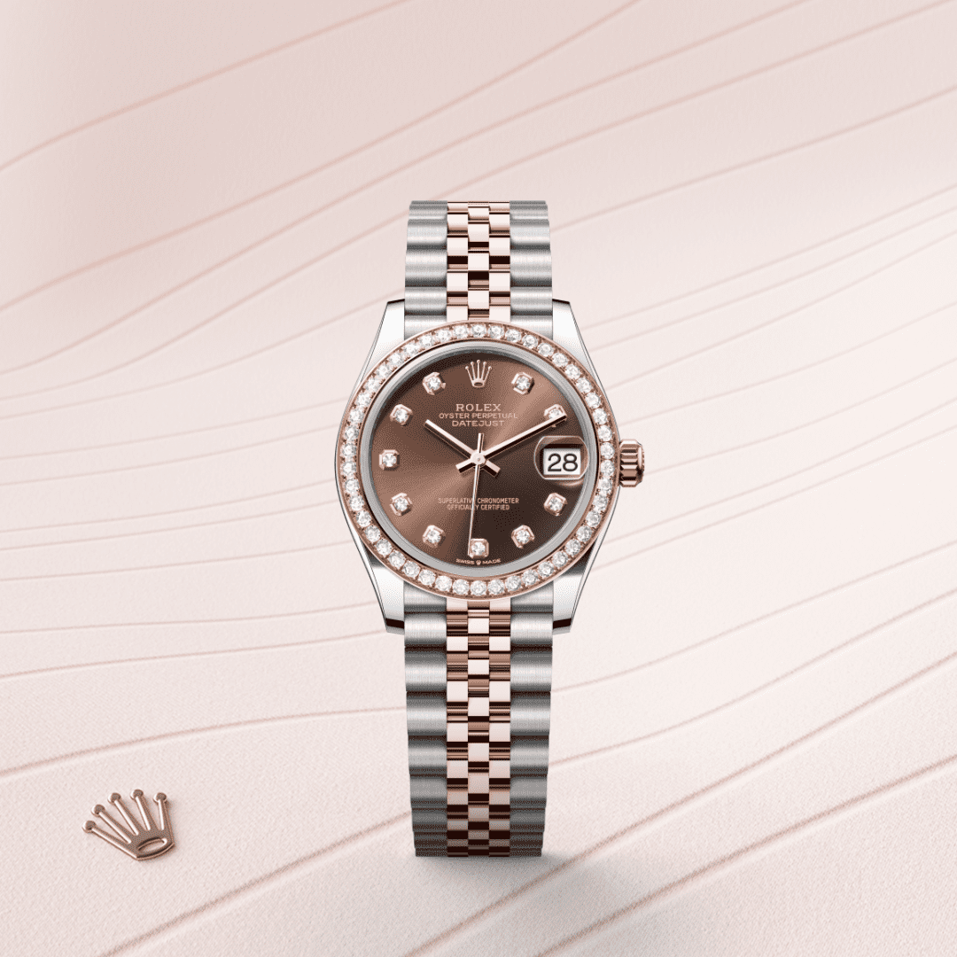 Rolex Datejust 31 Oyster, 31 mm, Oystersteel çelik, Everose altın ve pırlanta M278381RBR-0028