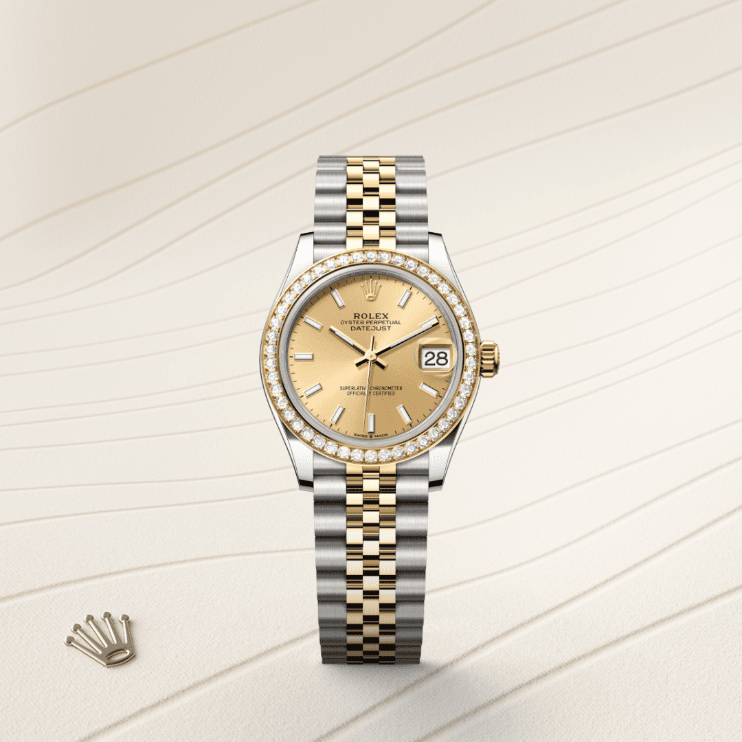 Rolex Datejust 31 Oyster, 31 mm, Oystersteel çelik, sarı altın ve pırlanta M278383RBR-0014