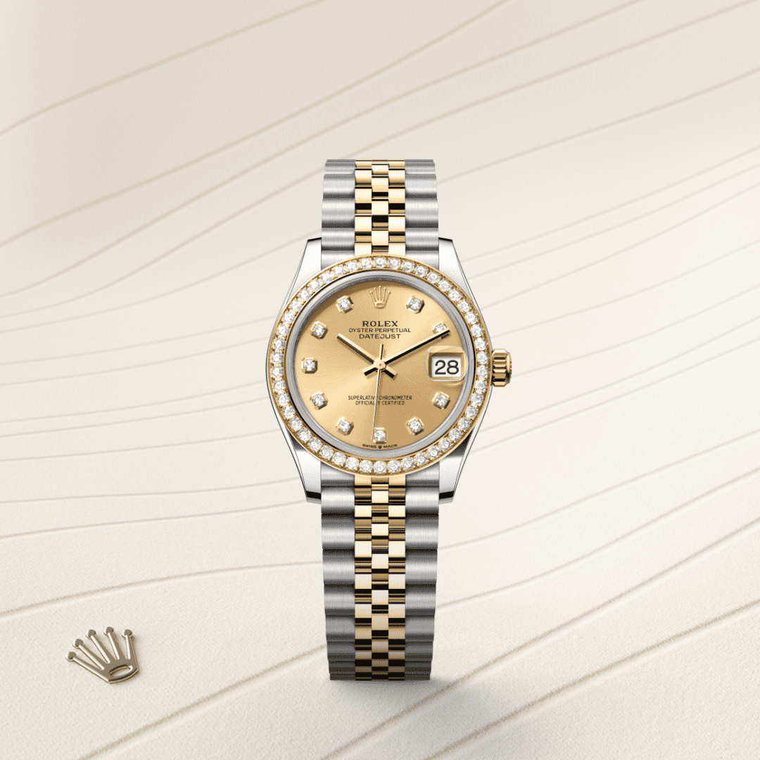 Rolex Datejust 31 Oyster, 31 mm, Oystersteel çelik, sarı altın ve pırlanta M278383RBR-0026