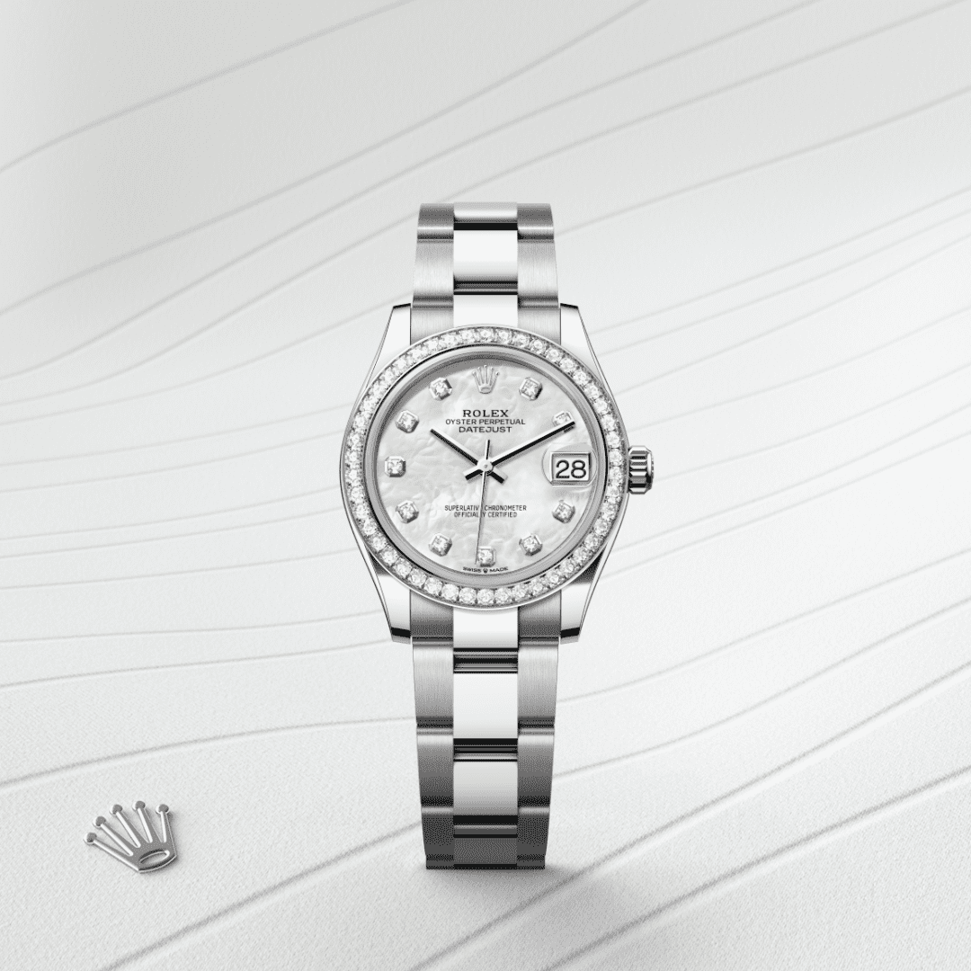 Rolex Datejust 31 Oyster, 31 mm, Oystersteel çelik, beyaz altın ve pırlanta M278384RBR-0007