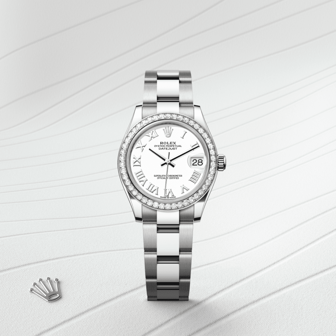 Rolex Datejust 31 Oyster, 31 mm, Oystersteel çelik, beyaz altın ve pırlanta M278384RBR-0013