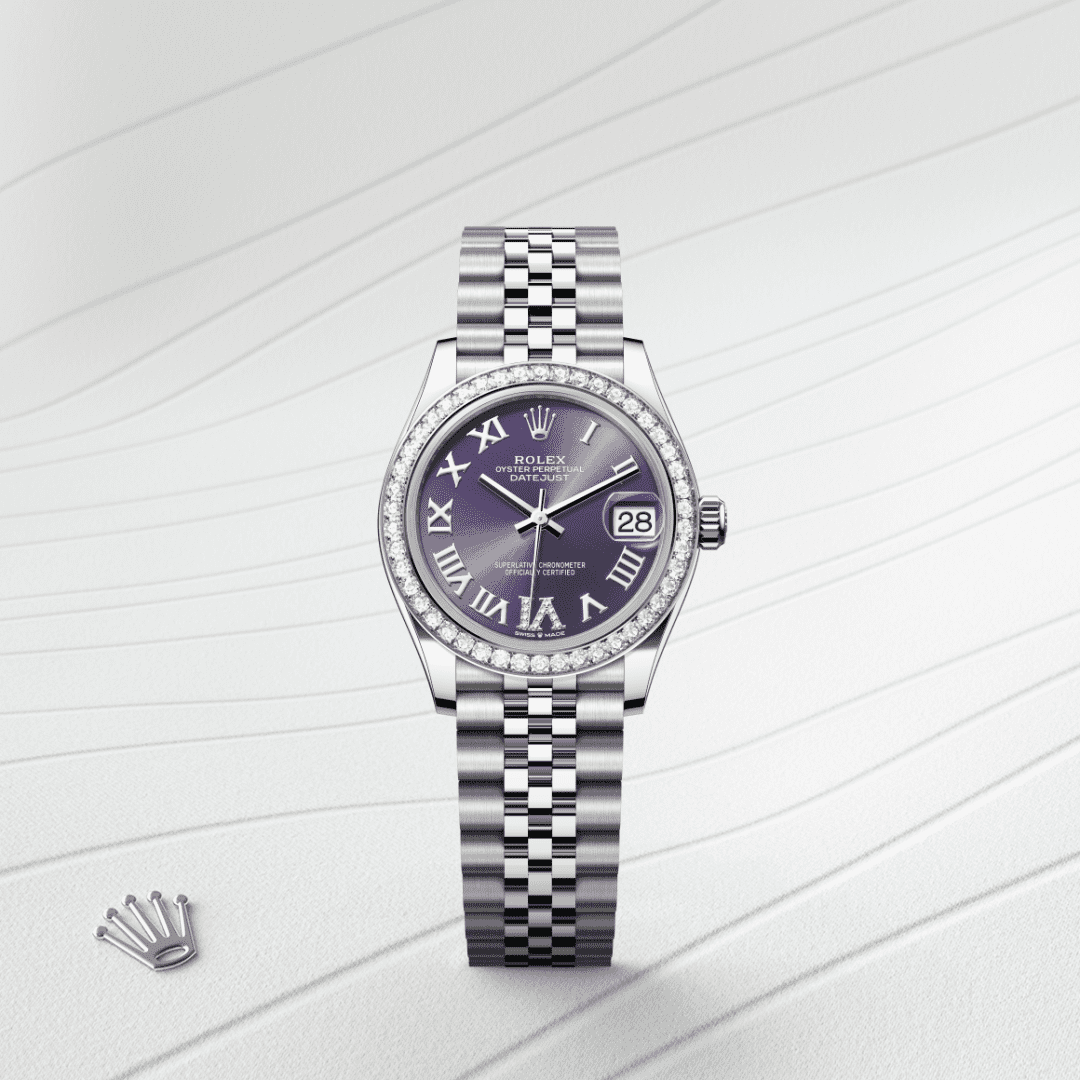 Rolex Datejust 31 Oyster, 31 mm, Oystersteel çelik, beyaz altın ve pırlanta M278384RBR-0030