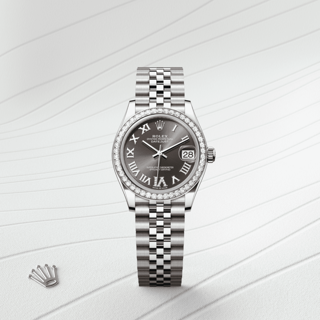 Rolex Datejust 31 Oyster, 31 mm, Oystersteel çelik, beyaz altın ve pırlanta M278384RBR-0032