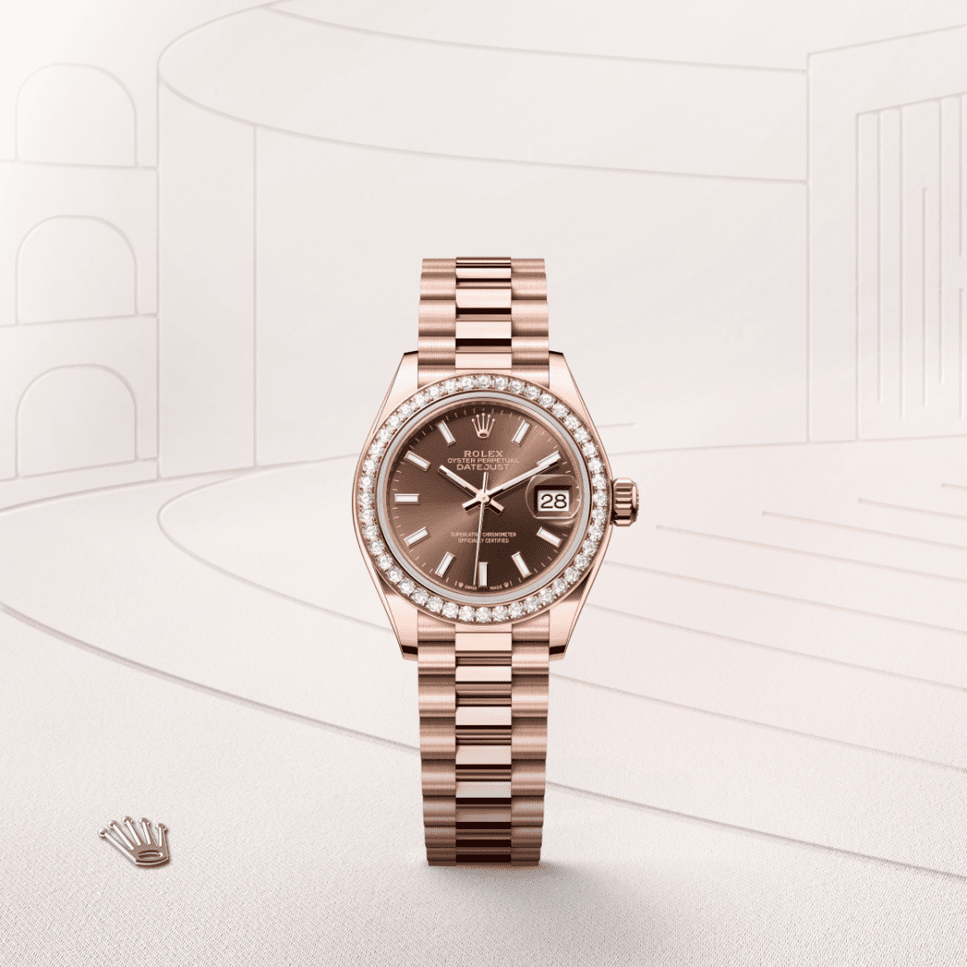 Rolex Lady-Datejust Oyster, 28 mm, Everose altın ve pırlanta M279135RBR-0005
