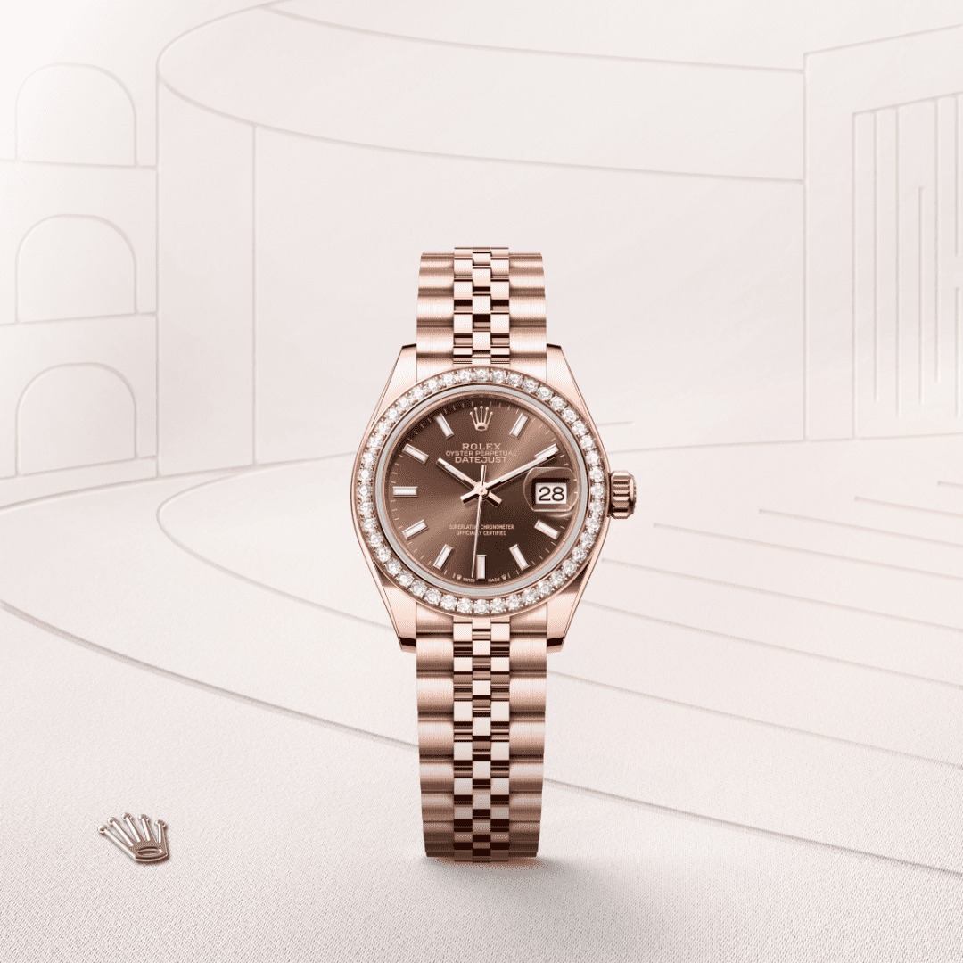 Rolex Lady-Datejust Oyster, 28 mm, Everose altın ve pırlanta M279135RBR-0008