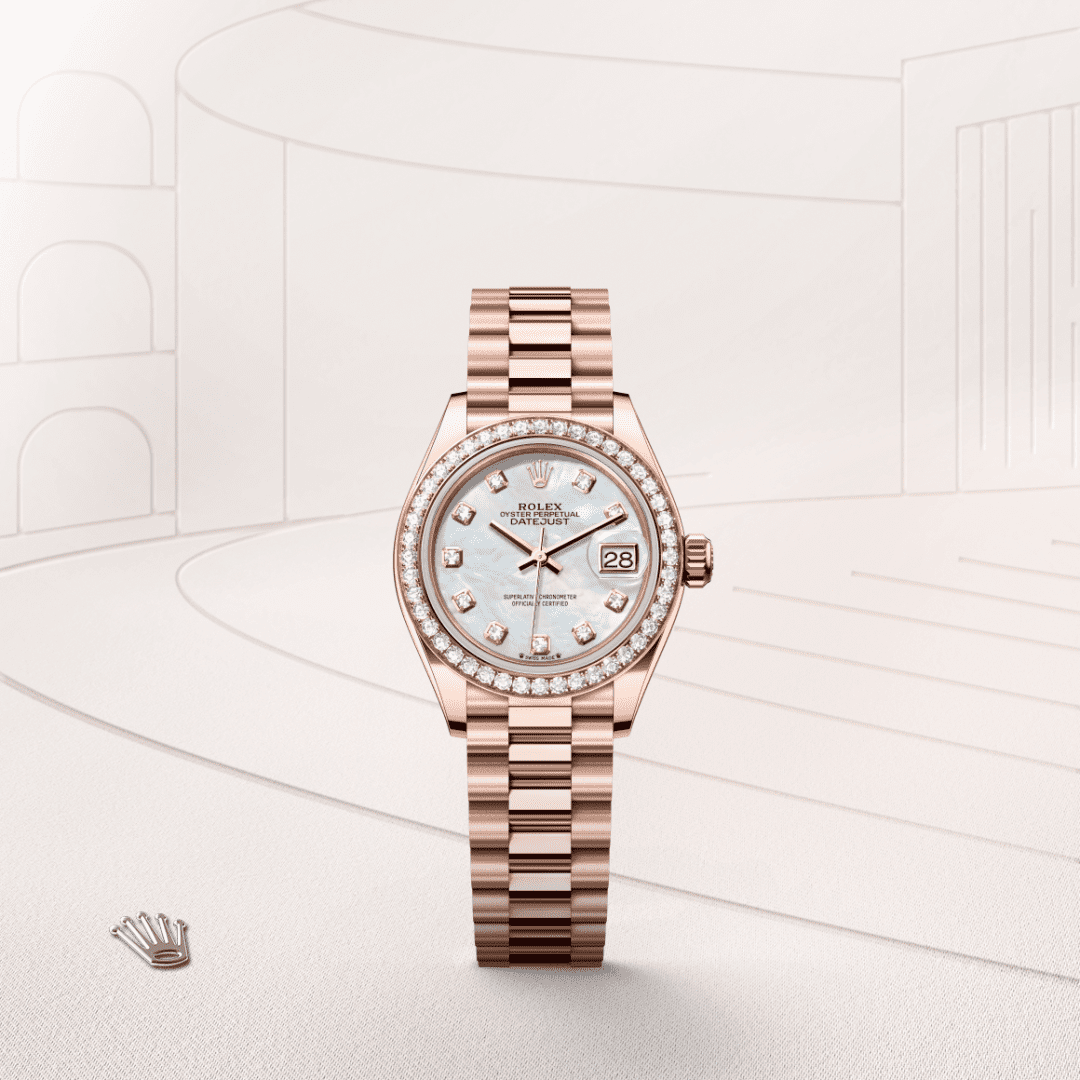 Rolex Lady-Datejust Oyster, 28 mm, Everose altın ve pırlanta M279135RBR-0010