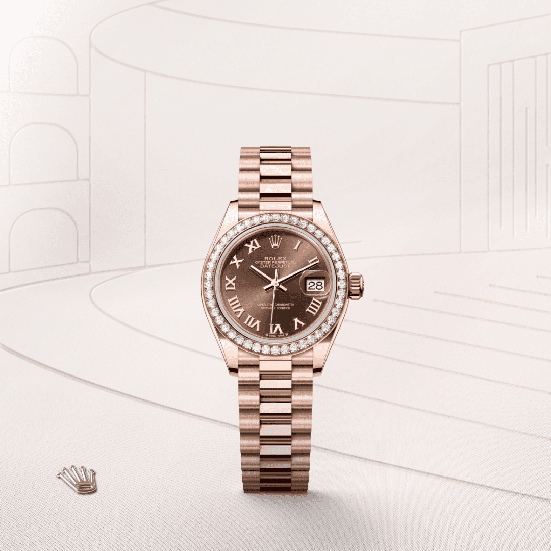 Rolex Lady-Datejust Oyster, 28 mm, Everose altın ve pırlanta M279135RBR-0016