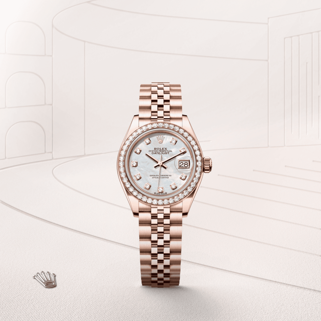 Rolex Lady-Datejust Oyster, 28 mm, Everose altın ve pırlanta M279135RBR-0019
