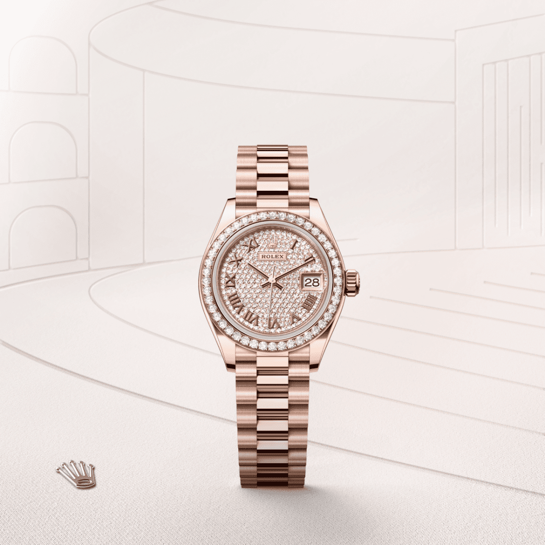 Rolex Lady-Datejust Oyster, 28 mm, Everose altın ve pırlanta M279135RBR-0021