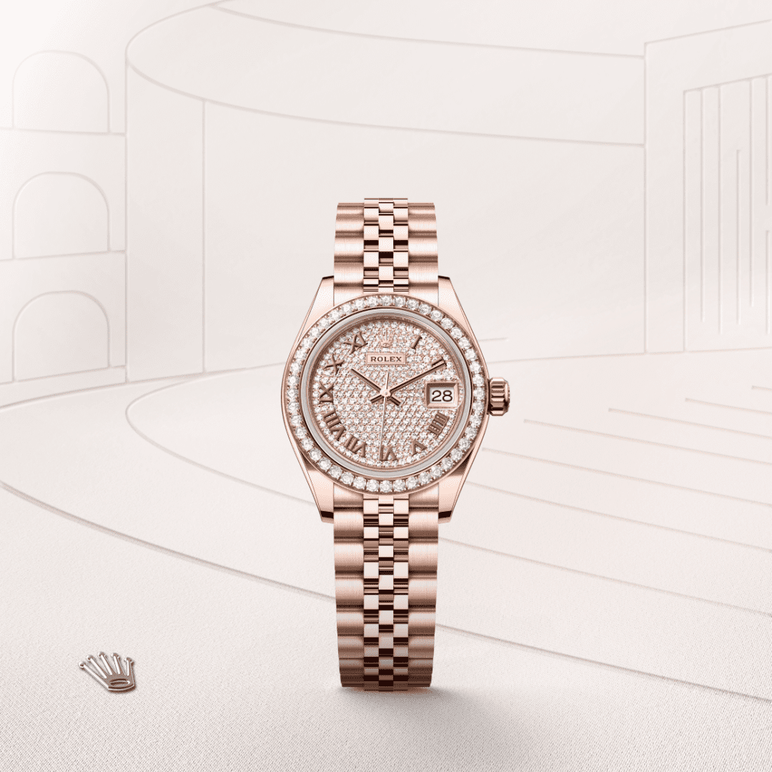 Rolex Lady-Datejust Oyster, 28 mm, Everose altın ve pırlanta M279135RBR-0022