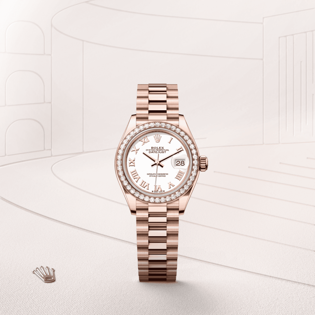 Rolex Lady-Datejust Oyster, 28 mm, Everose altın ve pırlanta M279135RBR-0023