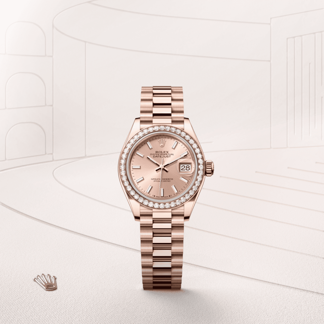 Rolex Lady-Datejust Oyster, 28 mm, Everose altın ve pırlanta M279135RBR-0025