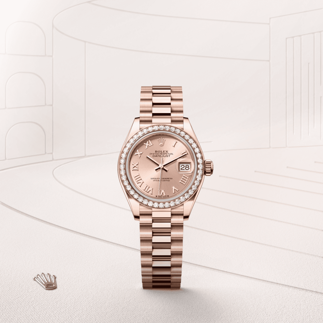 Rolex Lady-Datejust Oyster, 28 mm, Everose altın ve pırlanta M279135RBR-0027