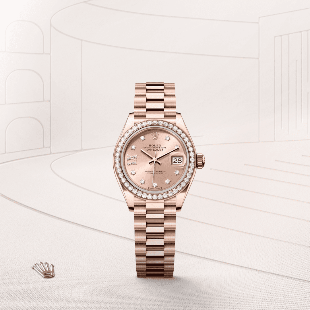 Rolex Lady-Datejust Oyster, 28 mm, Everose altın ve pırlanta M279135RBR-0029