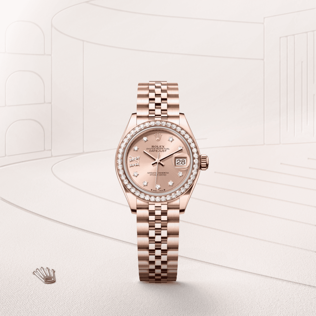 Rolex Lady-Datejust Oyster, 28 mm, Everose altın ve pırlanta M279135RBR-0030