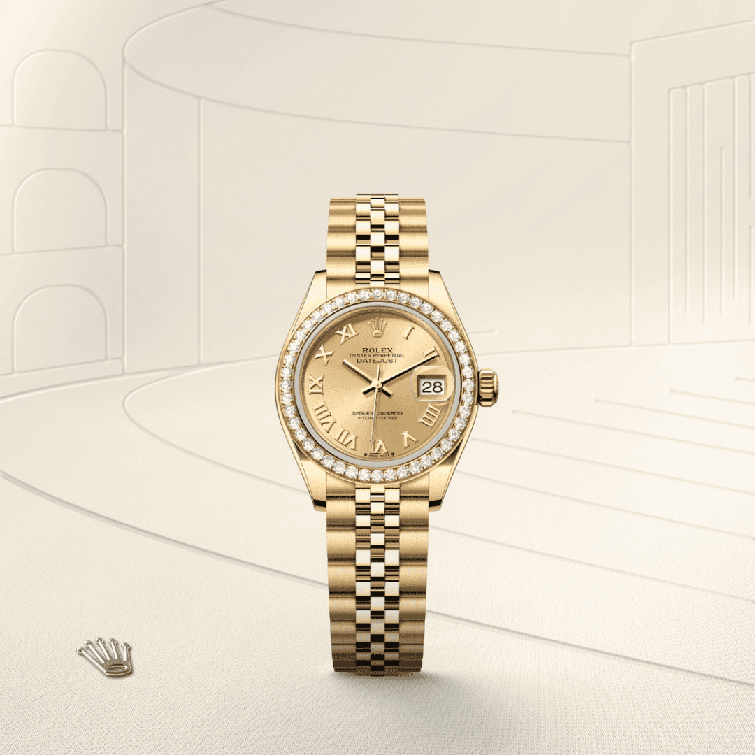 Rolex Lady-Datejust Oyster, 28 mm, sarı altın ve pırlanta M279138RBR-0022