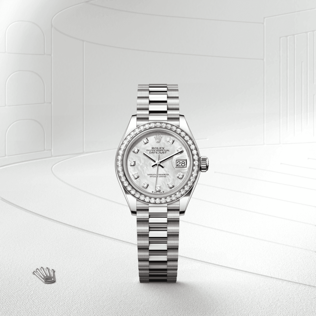 Rolex Lady-Datejust Oyster, 28 mm, beyaz altın ve pırlanta M279139RBR-0008