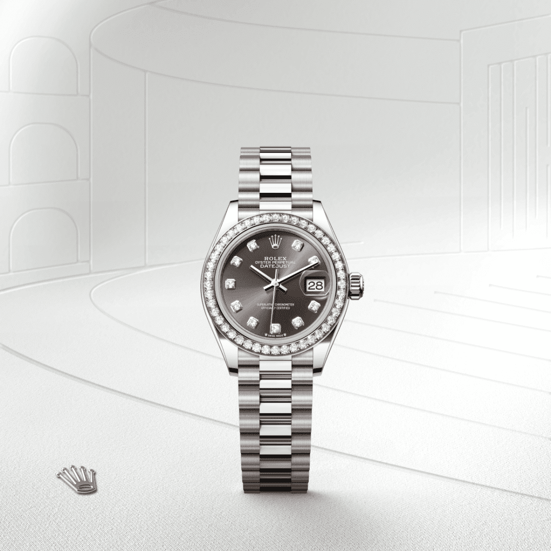 Rolex Lady-Datejust Oyster, 28 mm, beyaz altın ve pırlanta M279139RBR-0011