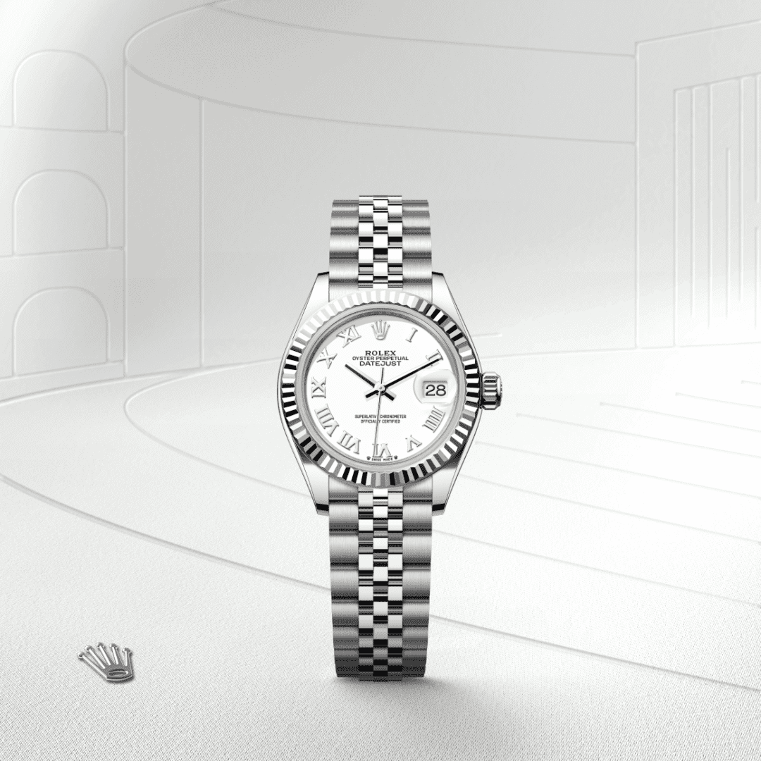 Rolex Lady-Datejust Oyster, 28 mm, Oystersteel çelik ve beyaz altın M279174-0019