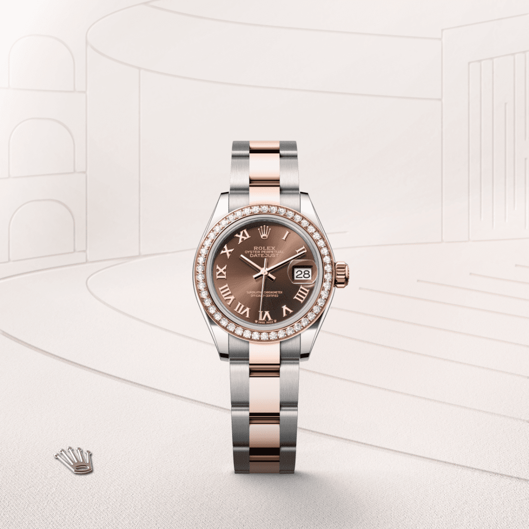 Rolex Lady-Datejust Oyster, 28 mm, Oystersteel çelik, Everose altın ve pırlanta M279381RBR-0010