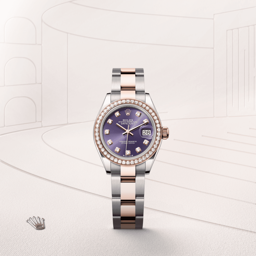 Rolex Lady-Datejust Oyster, 28 mm, Oystersteel çelik, Everose altın ve pırlanta M279381RBR-0016