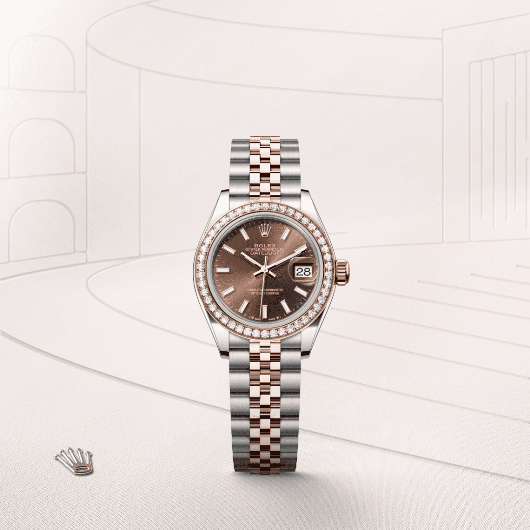 Rolex Lady-Datejust Oyster, 28 mm, Oystersteel çelik, Everose altın ve pırlanta M279381RBR-0017
